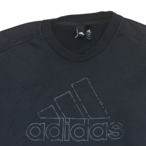 Adidas Mens Black L Pullover Sweatshirt Crew Neck Cotton Logo Top