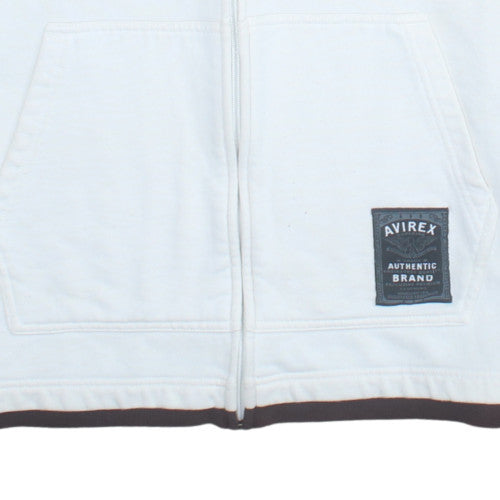 Avirex Men's White Full Zip Graphic Hoodie Size L