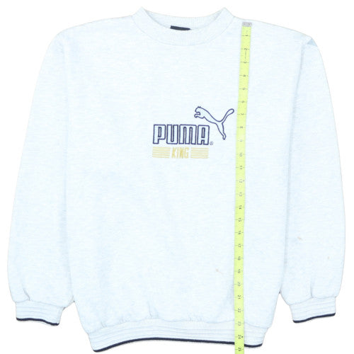 Puma King Women's Grey Pullover Sweatshirt M Embroidered Logo
