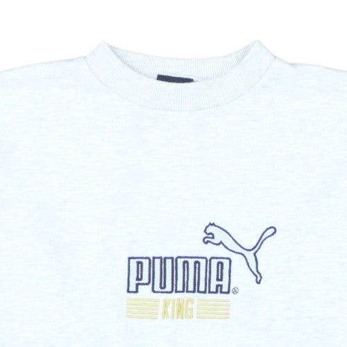 Puma King Women's Grey Pullover Sweatshirt M Embroidered Logo