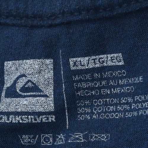 Quiksilver Men Blue Regular Fit Crew Neck Short Sleeve T-Shirt L