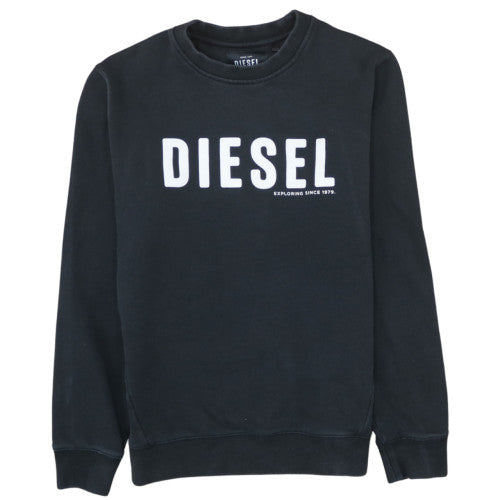 Diesel Mens Black Medium Crew Neck Pullover Sweatshirt