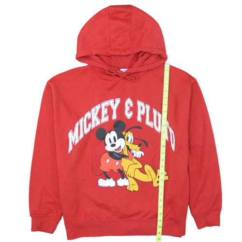 Disney Primark Women Red Mickey & Pluto Pullover Hoodie L