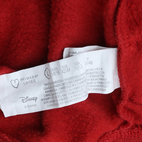 Disney Primark Women Red Mickey & Pluto Pullover Hoodie L