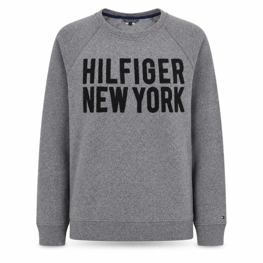 Front view of Tommy Hilfiger Women Grey Crew Neck Pullover Sweatshirt S