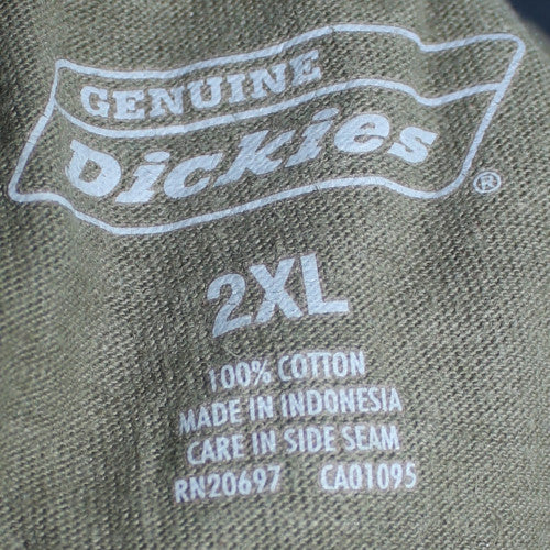 Dickies Men's 2XL Olive Green Crew Neck Cotton T-Shirt with Chest Pocket