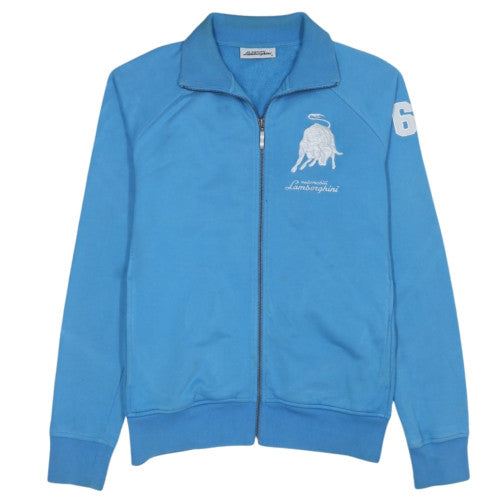 Lamborghini Men's Blue Cotton Track Jacket Size M Full Zip Logo