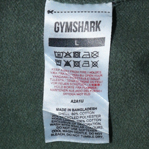 Gymshark Men’s Green Full Zip Hoodie Size L Regular Fit