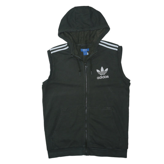 Adidas Men's Black Sleeveless Hoodie Vest L Full Zip Gym Training