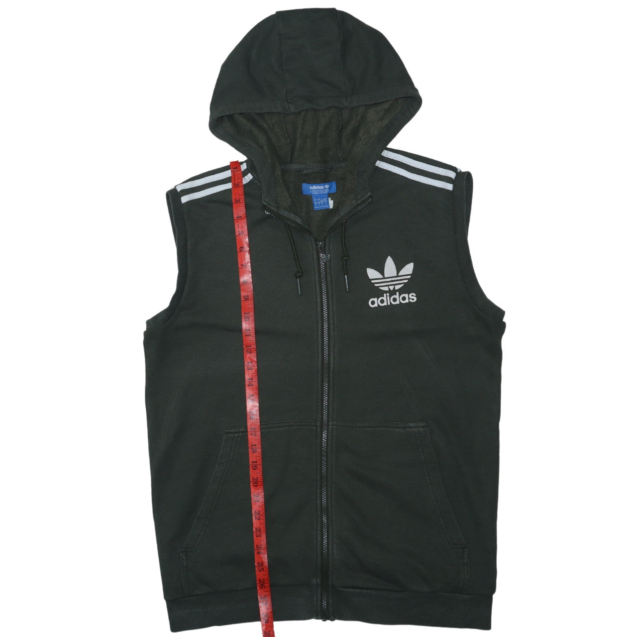 Adidas Men's Black Sleeveless Hoodie Vest L Full Zip Gym Training