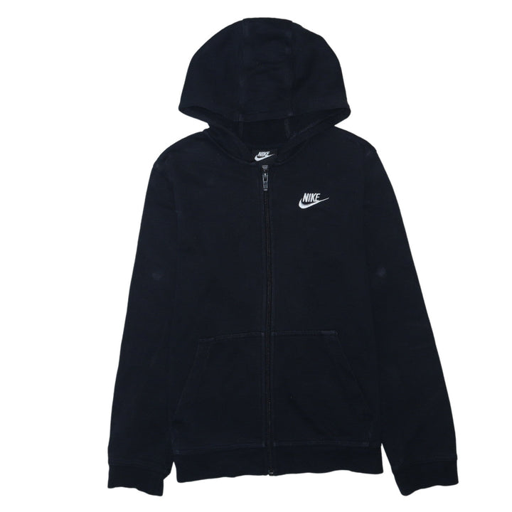 Nike Boys Black Full Zip Hoodie Size 158cm Fleece Zip Up Sweatshirt