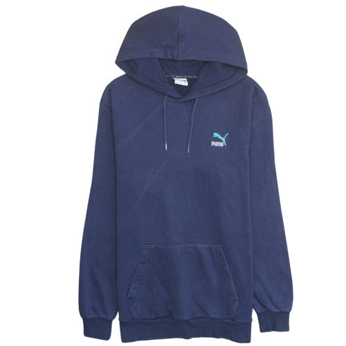 Puma Mens Blue Pullover Hoodie M Regular Fit Fleece Sweatshirt