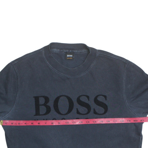 Hugo Boss Men's Blue Logo Crew Neck Cotton Sweatshirt M