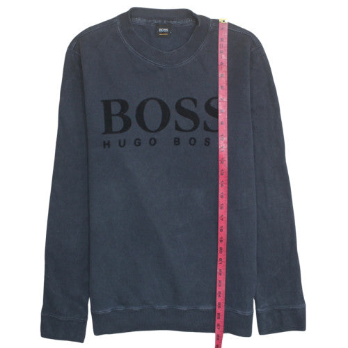 Hugo Boss Men's Blue Logo Crew Neck Cotton Sweatshirt M