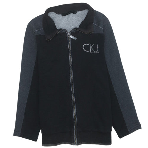 Calvin Klein Jeans Women Black Full Zip Sweatshirt M Cotton CKJ Logo