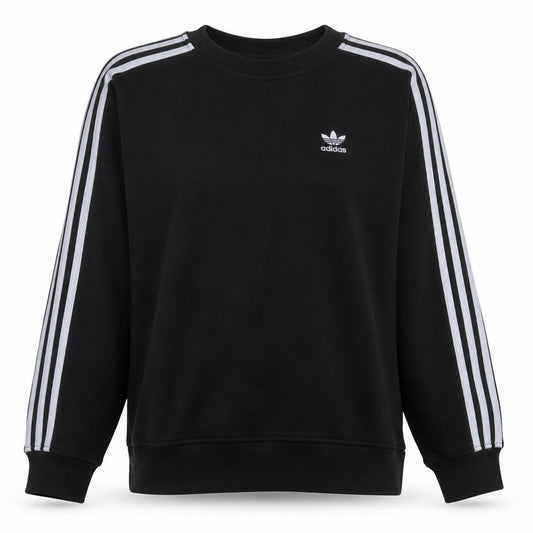 Front view of Adidas Women Black Crew Neck Long Sleeve Pullover Sweatshirt, size 8