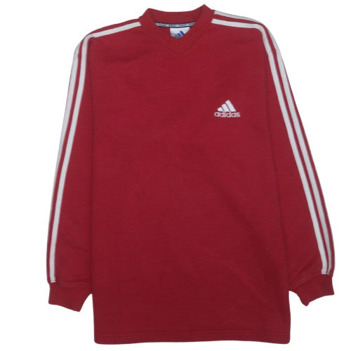 Adidas Men's Red Pullover Sweatshirt M Embroidered Logo V-Neck