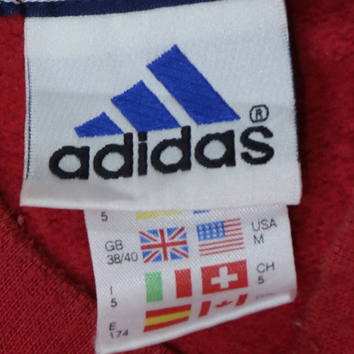 Adidas Men's Red Pullover Sweatshirt M Embroidered Logo V-Neck