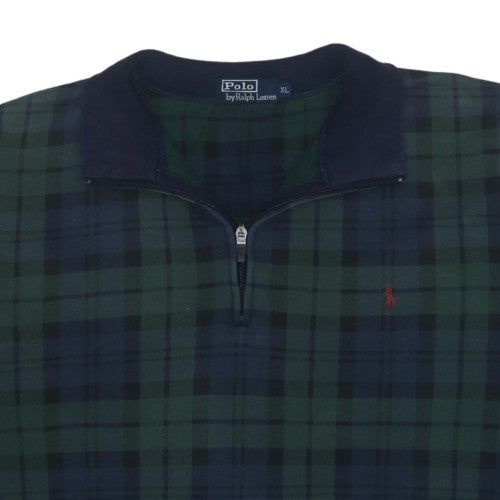 Ralph Lauren Men's Green Check 1/2 Zip Fleece Sweatshirt XL