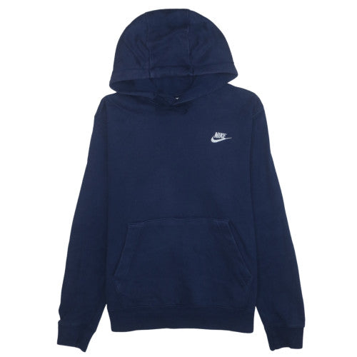 Nike Womens Navy Blue Pullover Hoodie M Cotton Blend Logo Casual