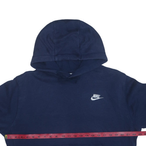 Nike Womens Navy Blue Pullover Hoodie M Cotton Blend Logo Casual