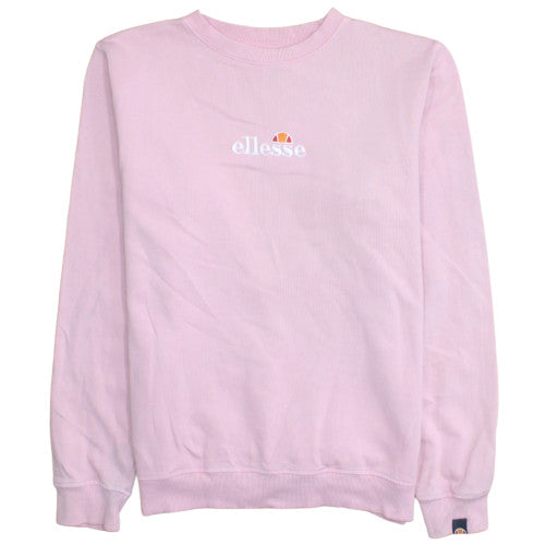 Ellesse Womens Pink Cotton Crew Neck Pullover Sweatshirt UK 12