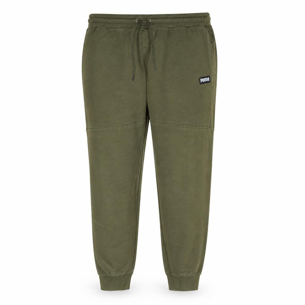 Front view of Puma Men's Green XL Jogger Sweatpants with Drawstring Waist