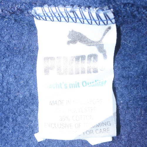 Puma Men's Blue Henley Hoodie L Vintage Fleece Sportswear