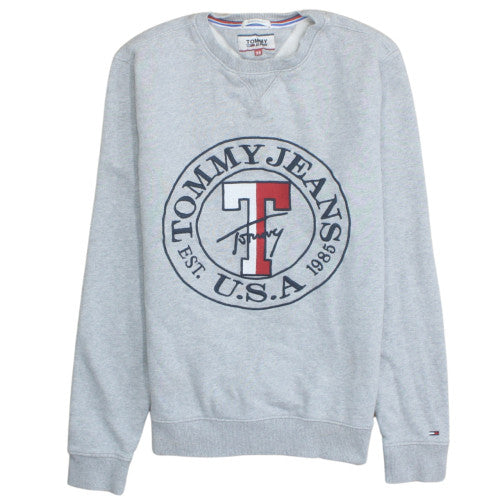 Tommy Jeans Men's Grey XS Crew Neck Logo Sweatshirt