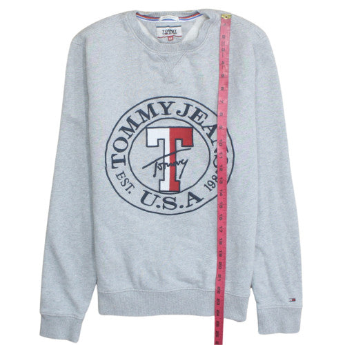 Tommy Jeans Men's Grey XS Crew Neck Logo Sweatshirt
