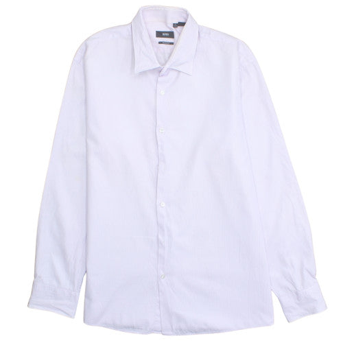 Hugo Boss Men's White Regular Fit Long Sleeve Button-Up Shirt Size 17