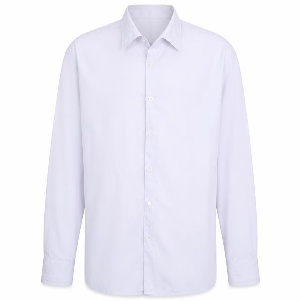 Front view of Hugo Boss Men's White Regular Fit Long Sleeve Button-Up Shirt, size 17