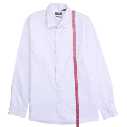 Hugo Boss Men's White Regular Fit Long Sleeve Button-Up Shirt Size 17