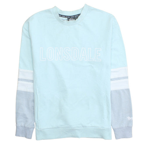 Lonsdale Women Blue Crew Neck Cotton Blend Logo Sweatshirt Size 10