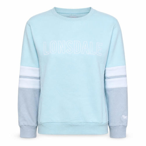 Lonsdale Women Blue Crew Neck Cotton Blend Logo Sweatshirt Size 10