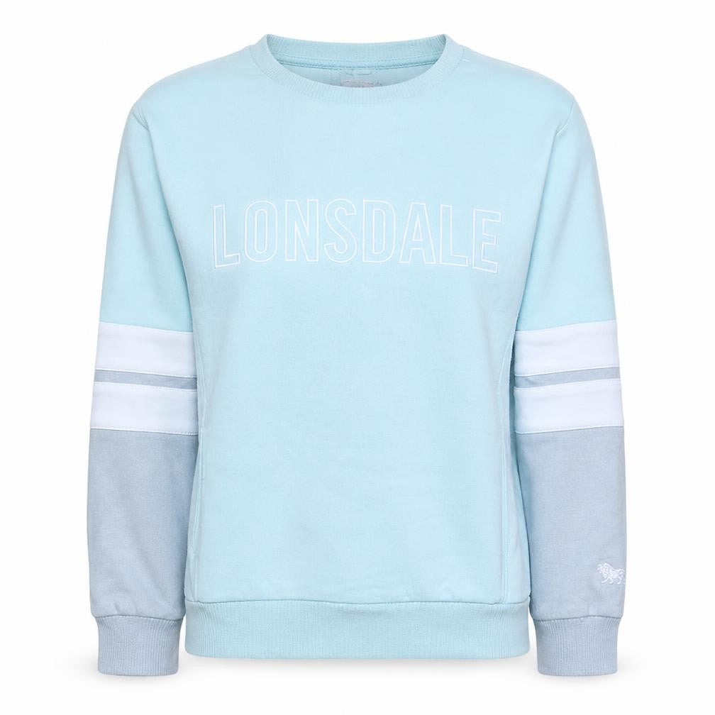 Lonsdale Women Blue Crew Neck Cotton Blend Logo Sweatshirt Size 10