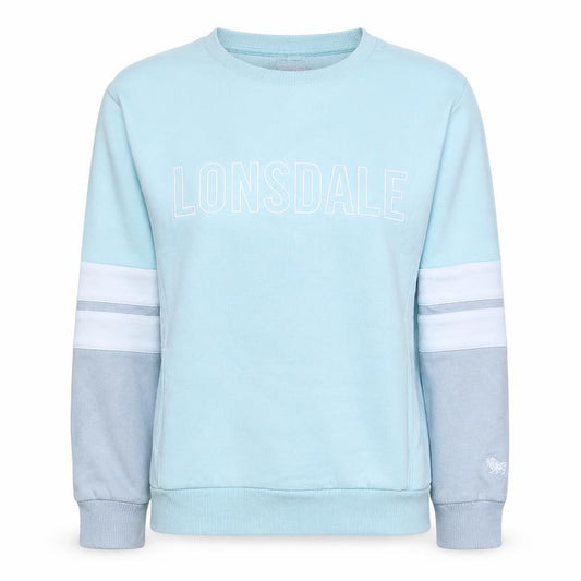 Front view of Lonsdale Women Blue Crew Neck Cotton Blend Logo Sweatshirt, size 10