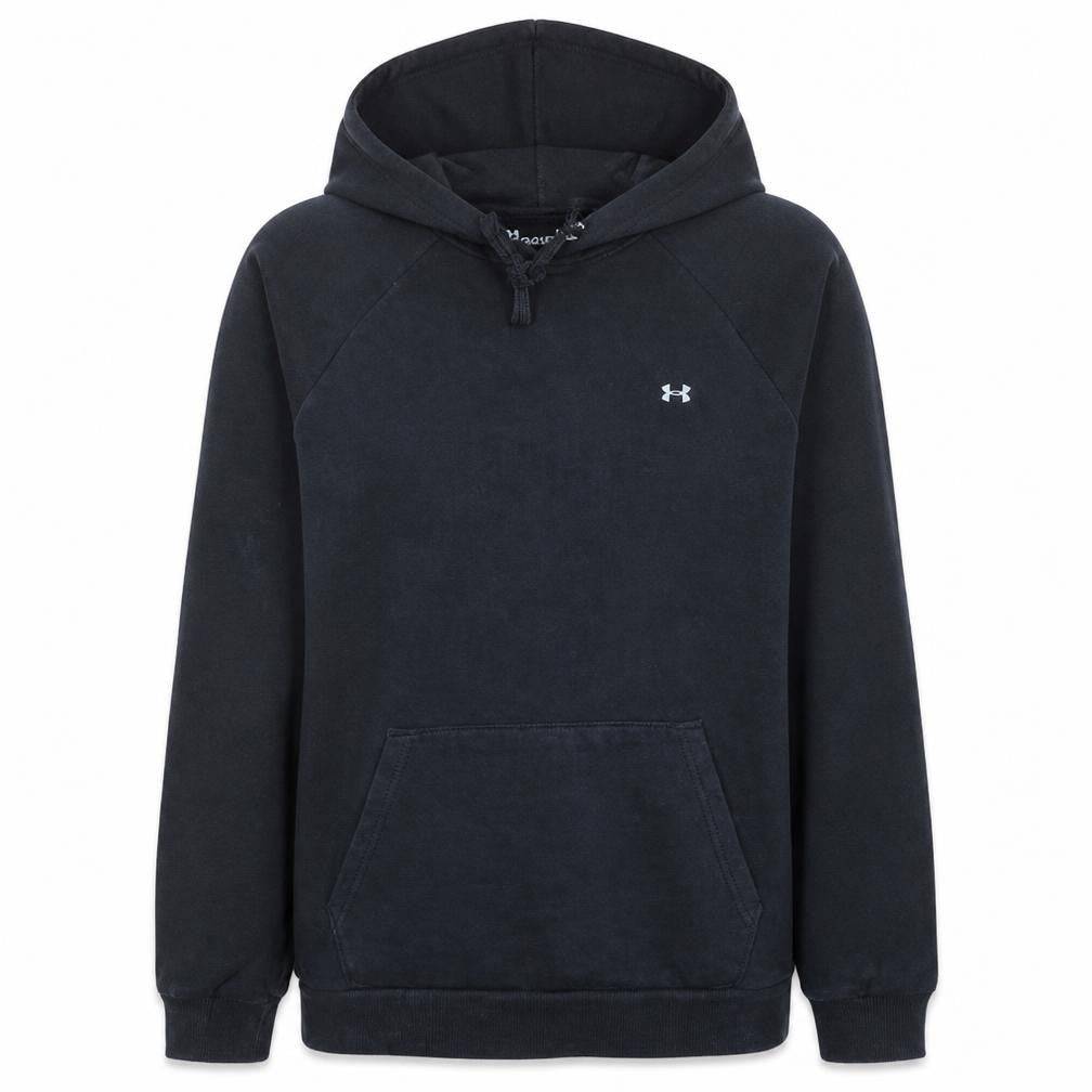 Front view of Under Armour Women's Black Pullover Hoodie, size L, ColdGear Fleece