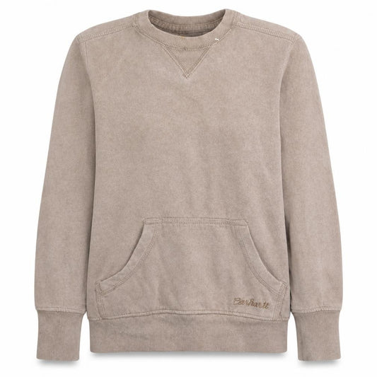 Front view of Carhartt women’s beige pullover sweatshirt xs cotton blend casual