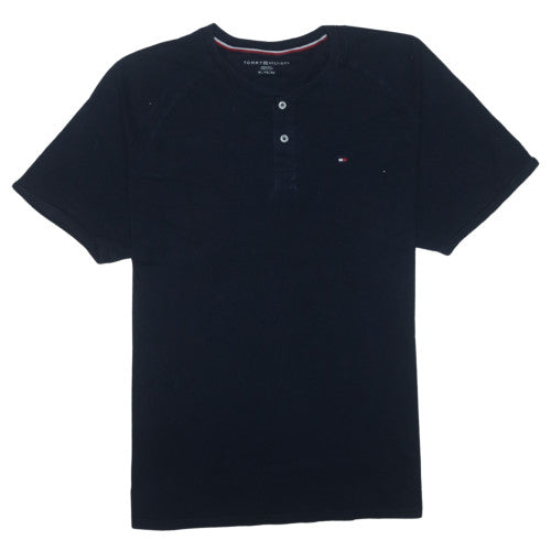 Tommy Hilfiger Men's Navy Henley Short Sleeve T-Shirt XL Cotton
