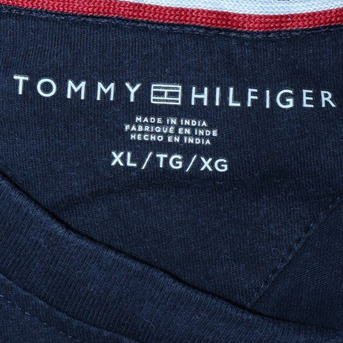 Tommy Hilfiger Men's Navy Henley Short Sleeve T-Shirt XL Cotton