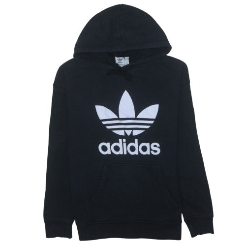 Adidas Womens Black 14 Pullover Hoodie with Logo Print