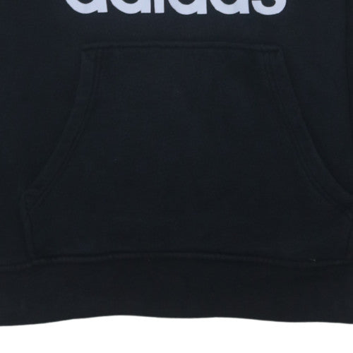 Adidas Womens Black 14 Pullover Hoodie with Logo Print