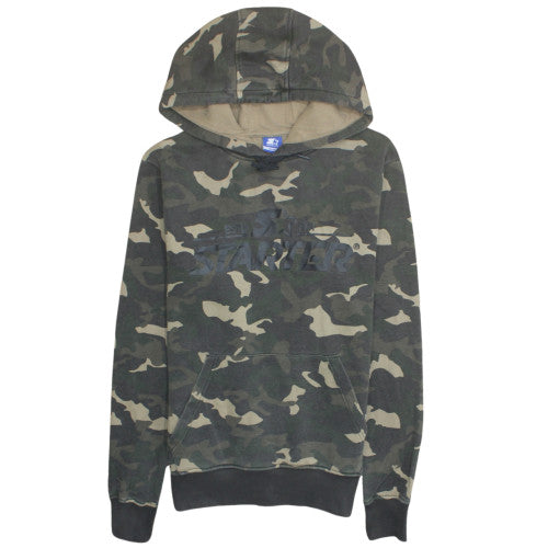 Starter Men's Green Camouflage Pullover Hoodie Medium Fleece