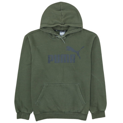 Puma Men’s Green Pullover Hoodie L Fleece Logo Sportswear