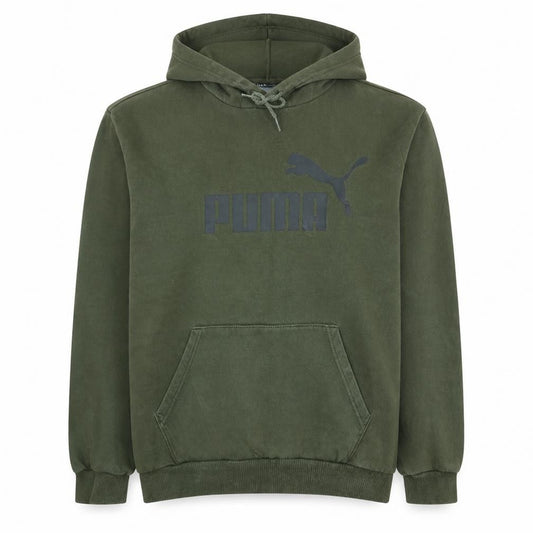 Front view of Puma Men’s Green Pullover Hoodie L Fleece Logo Sportswear