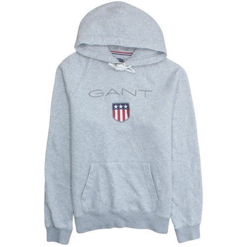 GANT Men’s Grey Pullover Hoodie L Regular Fit Embroidered USA Logo