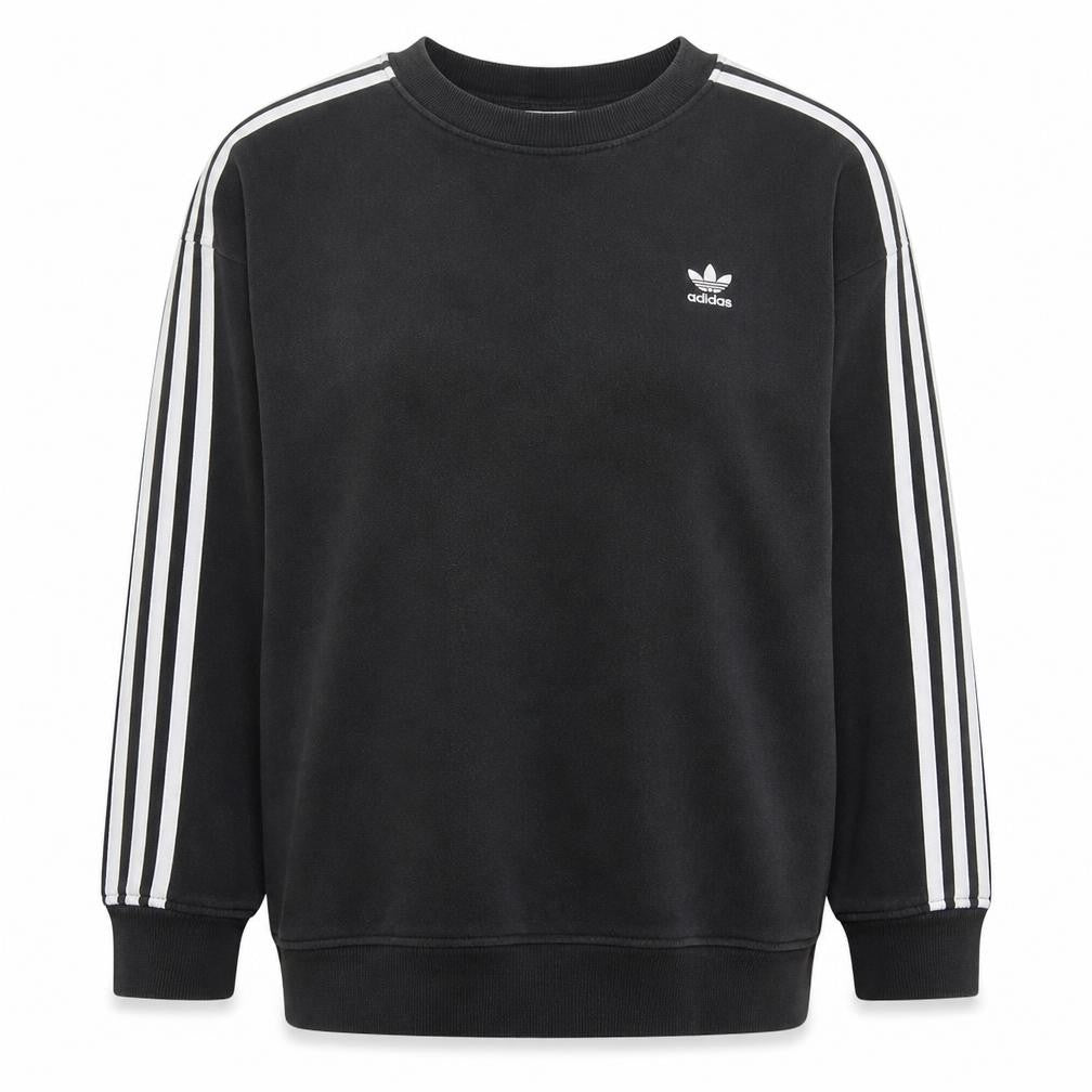 Front view of Adidas women’s black, size UK 14, crew neck pullover sweatshirt