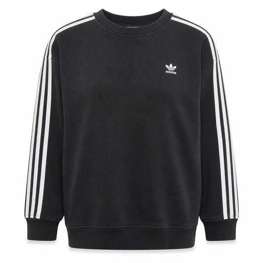 Front view of Adidas women’s black, size UK 14, crew neck pullover sweatshirt
