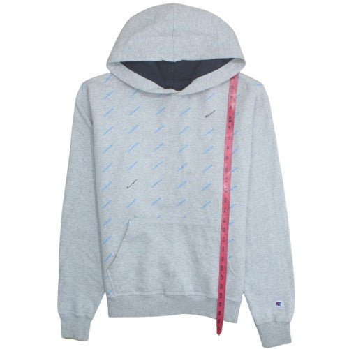 Champion Mens Grey Pullover Hoodie L Fleece Logo Sweatshirt